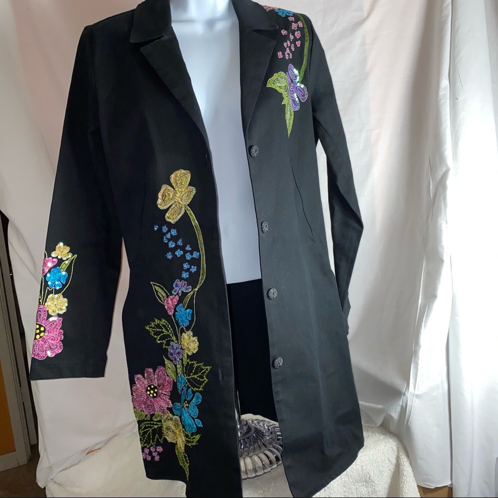 Haven Bleu Large Black Sequin Beaded Jacket p1